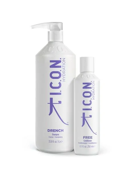 I.C.O.N. - Pack Hidratante Champú Drench 1000 ml + Acondicionador Free 250 ml
