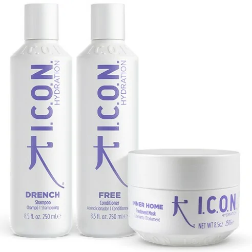 I.C.O.N. - Pack Hidratante Drench 250 ml + Free 250 ml + Inner Home 250 ml