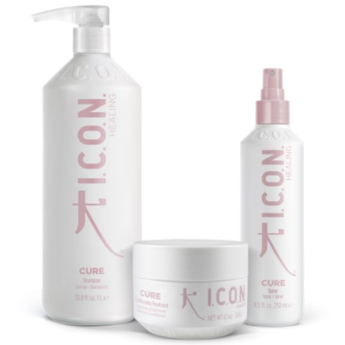 I.C.O.N. - Healing Pack Cure Shampoo 1000 ml + Conditioning Treatment 250 g + Spray 250 ml