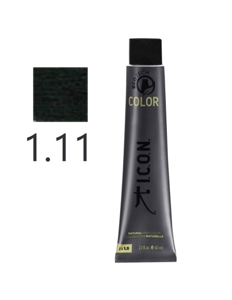 I.C.O.N. - Tinte Permanente Ecotech Ceniza 1.11 Negro Azulado 60 ml