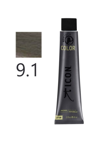 I.C.O.N. - Tinte Permanente Ecotech Ceniza 9.1 Rubio Muy Claro 60 ml