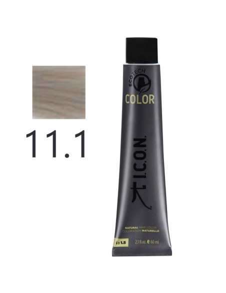 I.C.O.N. - Tinte Permanente Ecotech Ceniza 11.1 Platino Ultra 60 ml