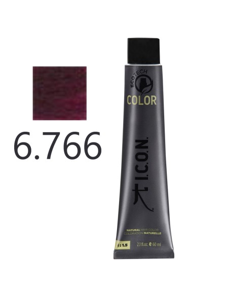 I.C.O.N. - Tinte Permanente Ecotech Violeta 6.766 Castaño Oscuro Rojo Intenso 60 ml