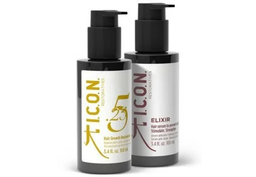 I.C.O.N. - Pack Restoratives 5.25 Regenerador Capilar 100 ml + Elixir Serum Estimulante 100 ml