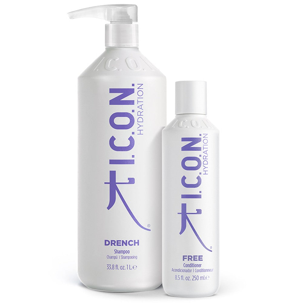 I.C.O.N. - Pack Hidratante Champú Drench 1000 ml + Acondicionador Free 250 ml