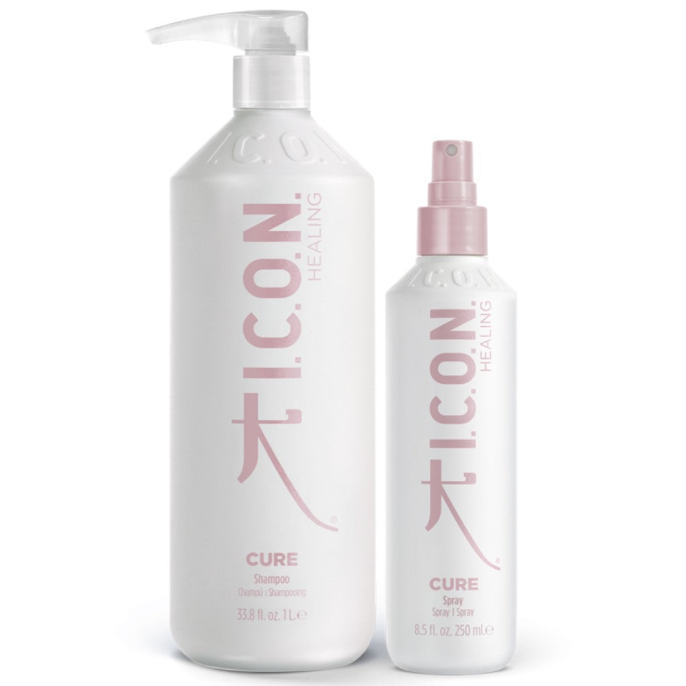 I.C.O.N. - Pack Reparador Cure Champú 1000 ml + Spray 250 ml