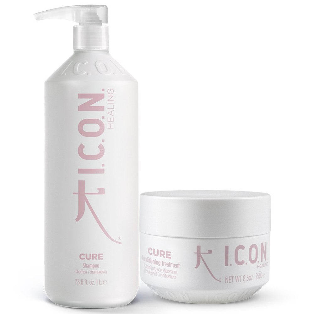 I.C.O.N. - Pack Reparador Capilar Cure Champú 1000 ml + Tratamiento acondicionador 250 ml | Tratamiento Completo