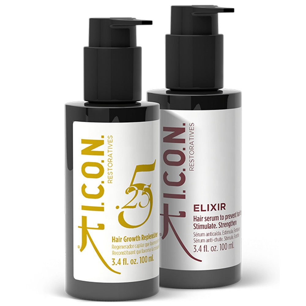 I.C.O.N. - Pack Restoratives 5.25 Regenerador Capilar 100 ml + Elixir Serum Estimulante 100 ml