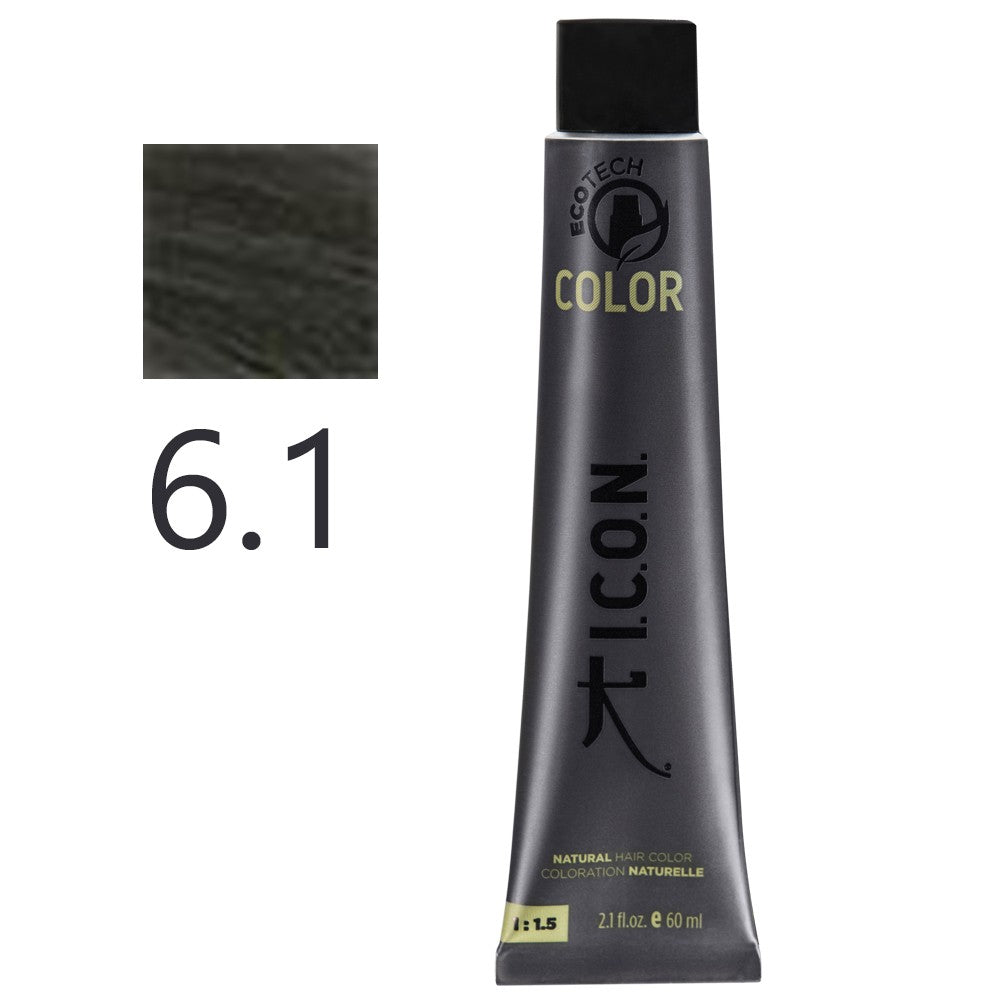 I.C.O.N. - Tinte Permanente Ecotech Ceniza 6.1 Rubio Oscuro 60 ml