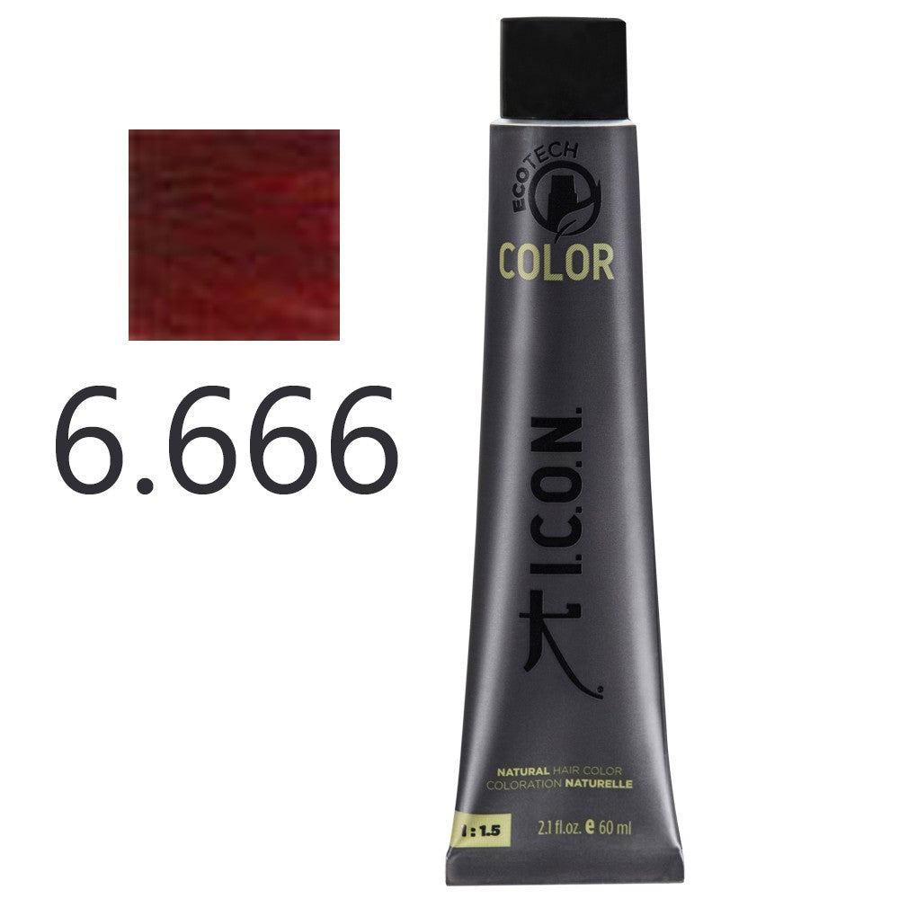 I.C.O.N. - Tinte Permanente Ecotech Rojo 6.666 Rojo Intenso 60 ml
